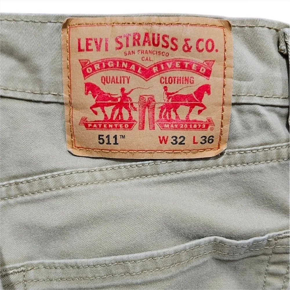 Levis 511 Slim Fit Khaki Tan Jeans Mens 32x36 Actual 32x34 Chino Pants Tapered